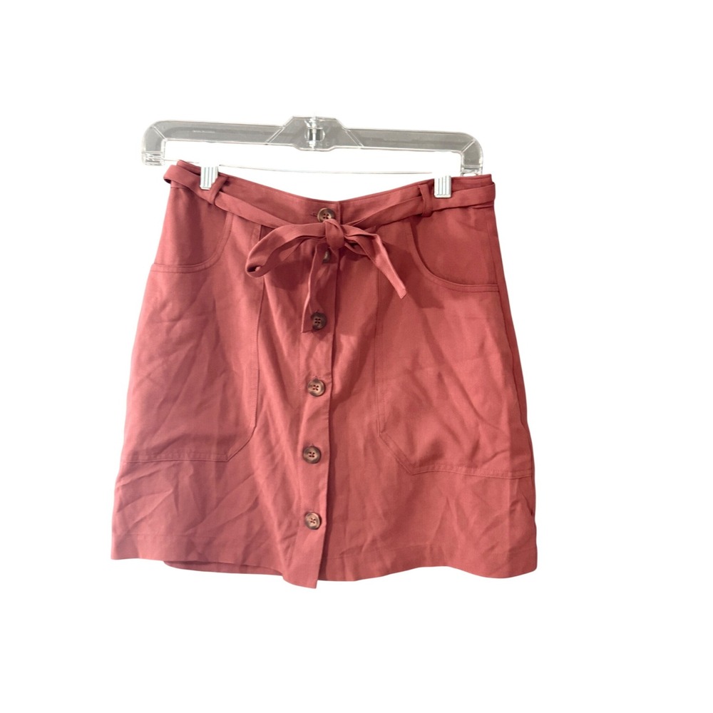 Abercrombie & Fitch Rose Lyocell Button Front Mini Skirt Tie Waist‎ Small Preppy